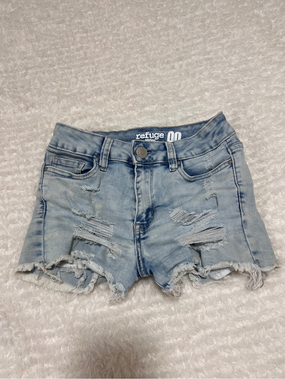 Light Wash Distressed Jean Denim Shorts